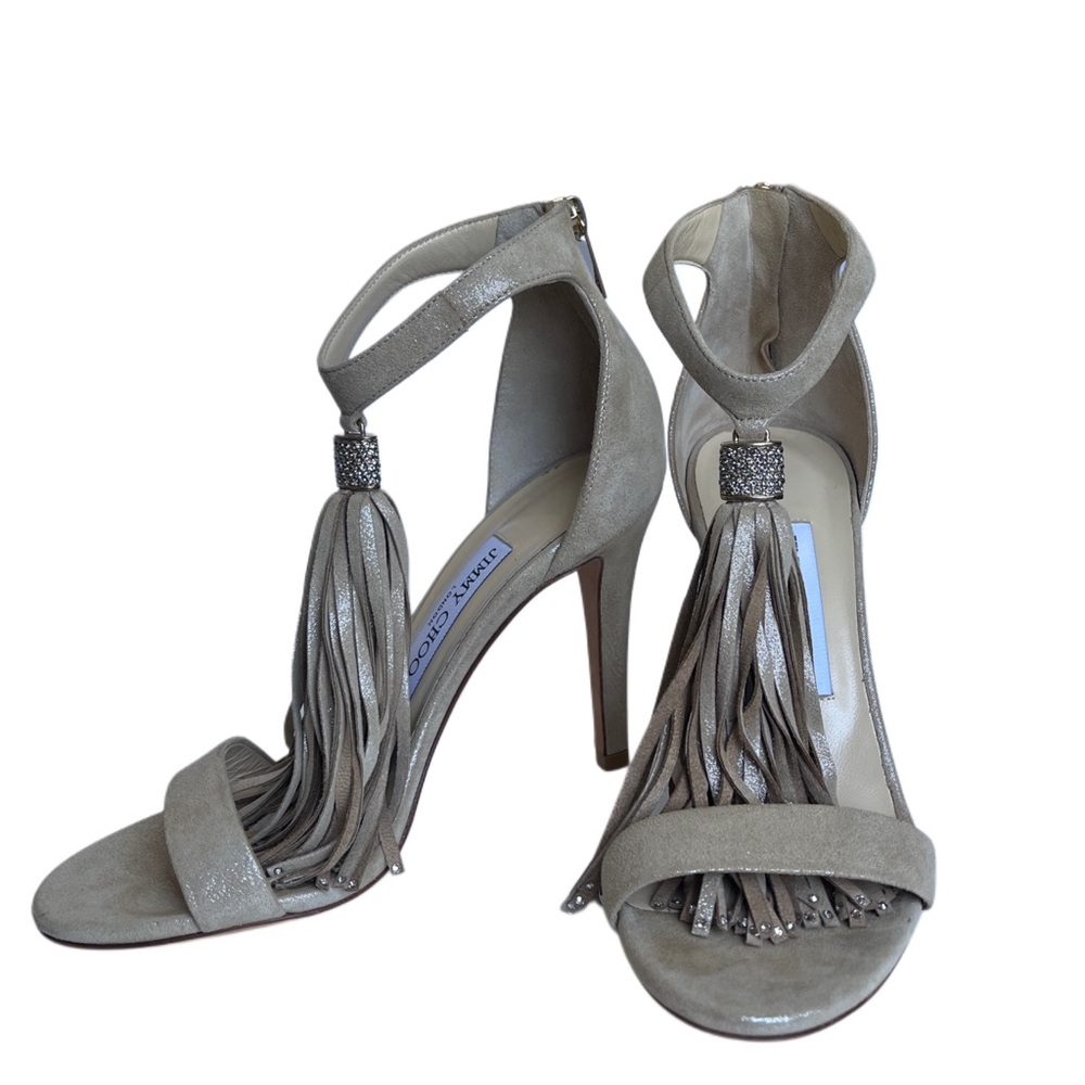 Jimmy Choo Gray Stiletto Heels with Tassel Detail